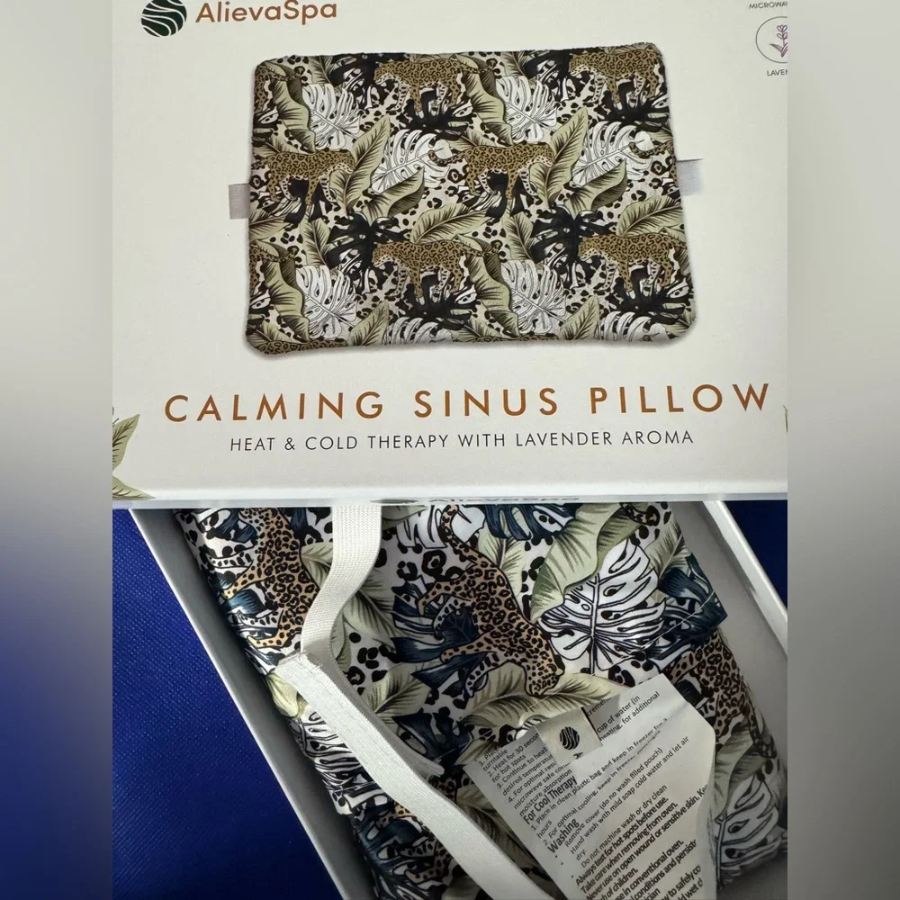 Alieva Spa Calming Sinus Pillow with Lavender Aroma - Leopard and Leaf Design